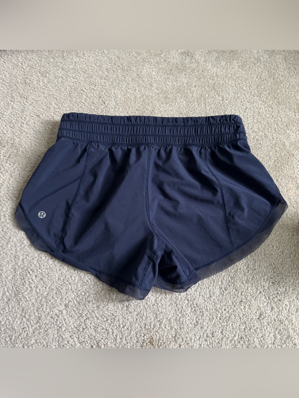 Lululemon Athletica Navy Blue Anew 4" Mesh Trim Activewear Shorts Women's